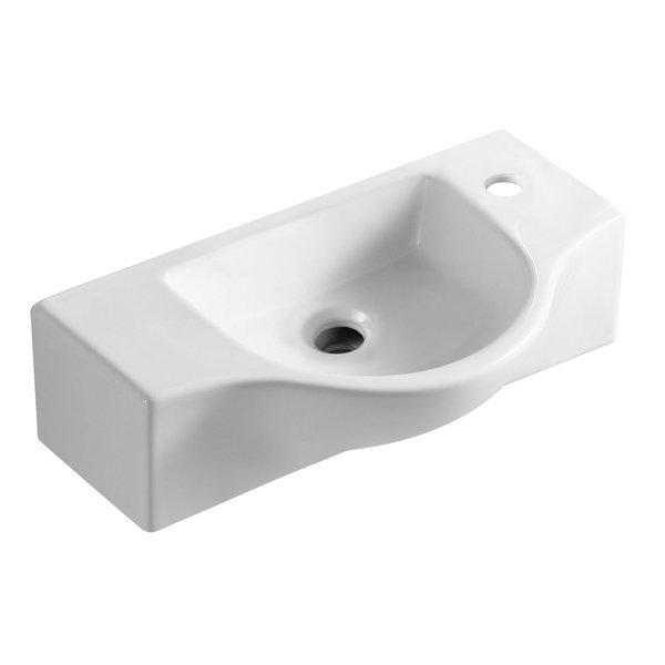Alfi Brand ALFI brand ABC114 White 18" Small Wall Mounted Ceramic Sink with Faucet Hole ABC114